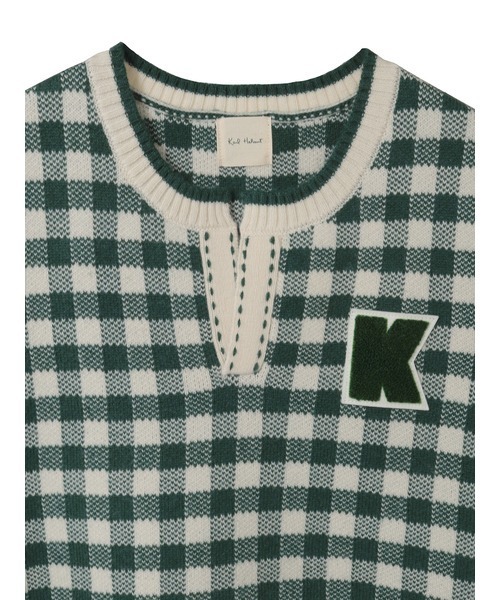 KARL HELMUT(カールヘルム)の「Kロゴワッペン付きチェックニットベスト(ベスト・メンズ・レッド/グリーン/ブラック/チョコ・フリー)」の7枚目の写真