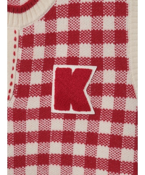 KARL HELMUT(カールヘルム)の「Kロゴワッペン付きチェックニットベスト(ベスト・メンズ・レッド/グリーン/ブラック/チョコ・フリー)」の12枚目の写真