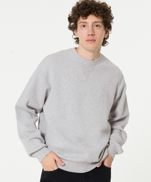 coca(coca)(コカ)の「スウェットライクニットトップス(ニット/セーター・メンズ・ライトグレー/ブラック・L/M/XL)」の2枚目の写真