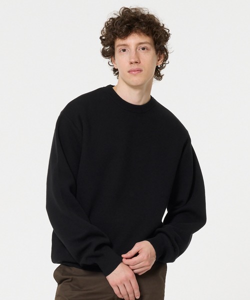 coca(coca)(コカ)の「スウェットライクニットトップス(ニット/セーター・メンズ・ライトグレー/ブラック・L/M/XL)」の1枚目の写真