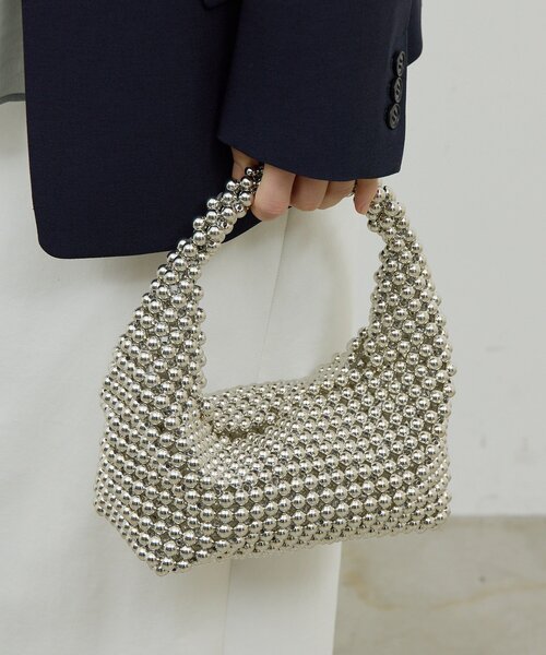 GALLARDAGALANTE（ガリャルダガランテ）の「【2.718】ボールビーズバッグ（ハンドバッグ・レディース・シルバー・FREE）」の3枚目の写真