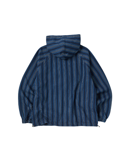 COMONINOZ（コモニノズ）の「STRIPE HOOD SHIRT [INDIGO BLUE]（シャツ/ブラウス・メンズ・ダークブルー・SMALL/MEDIUM/LARGE）」の3枚目の写真