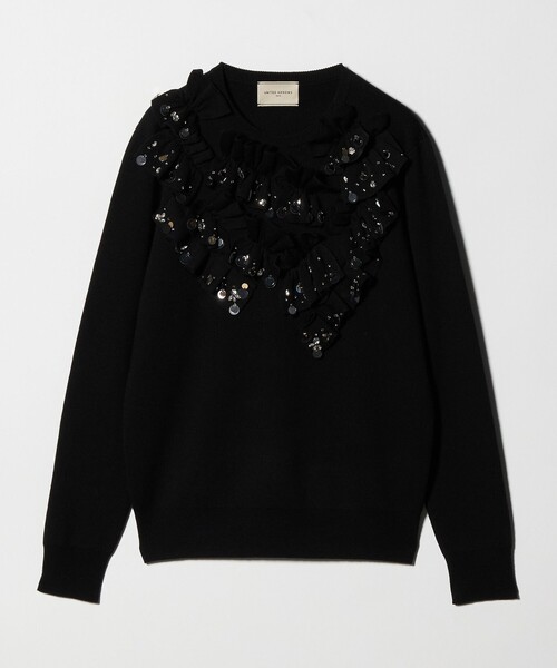 UNITED ARROWS(ユナイテッドアローズ)の「フリル ビジュー ニット(ニット/セーター・レディース・ブラック/オフホワイト・FREE)」の10枚目の写真