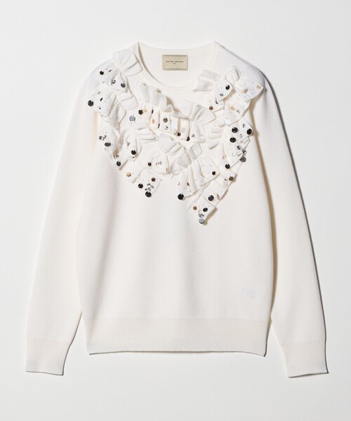 UNITED ARROWS(ユナイテッドアローズ)の「フリル ビジュー ニット(ニット/セーター・レディース・ブラック/オフホワイト・FREE)」の16枚目の写真