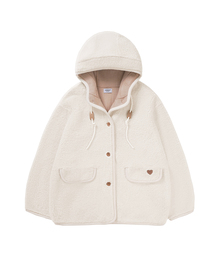 MELLOTORY（メロートリー）の「フードシアリングムートンジャンパー（アイボリー）（その他アウター）」