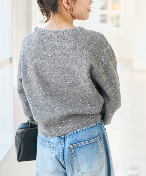 Spick & Span スパンコールショート丈ニット 新色有り / 追加》スパンコールショート丈ニット（ニット/セーター