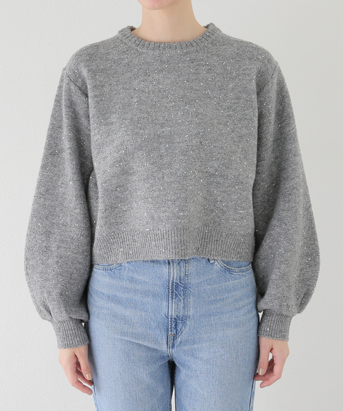 大人気！　スピックアンドスパン　スパンコールショート丈ニット　ブラック Spick＆Span（スピック アンド スパン） ニット セーター 「新色有り