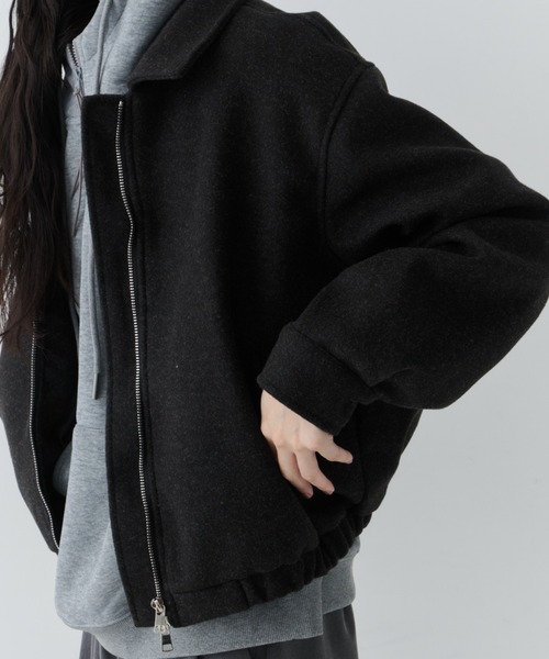 NUJOH（ヌゾ）の「Modern Zip Short Jacket / モダンジップショートジャケット（ブルゾン・レディース・チャコールグレー/ブラウン/ライトベージュ・FREE）」の15枚目の写真