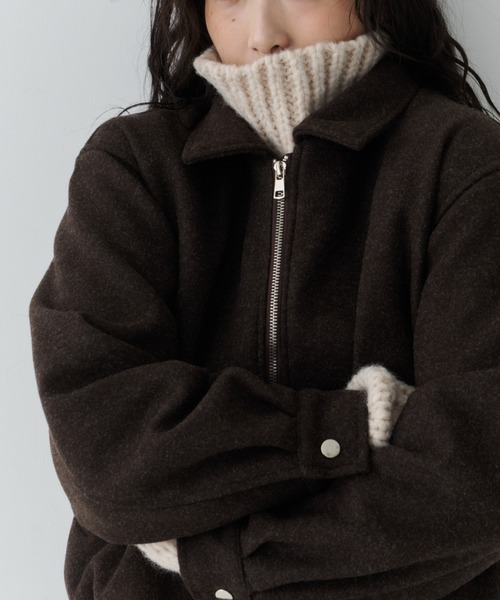 NUJOH（ヌゾ）の「Modern Zip Short Jacket / モダンジップショートジャケット（ブルゾン・レディース・チャコールグレー/ブラウン/ライトベージュ・FREE）」の21枚目の写真