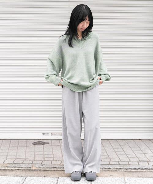 EKAL(エカル)の「ウールライクイージーワイドトラウザー(その他パンツ・レディース・チャコールグレー/ライトグレー・ONE)」の14枚目の写真