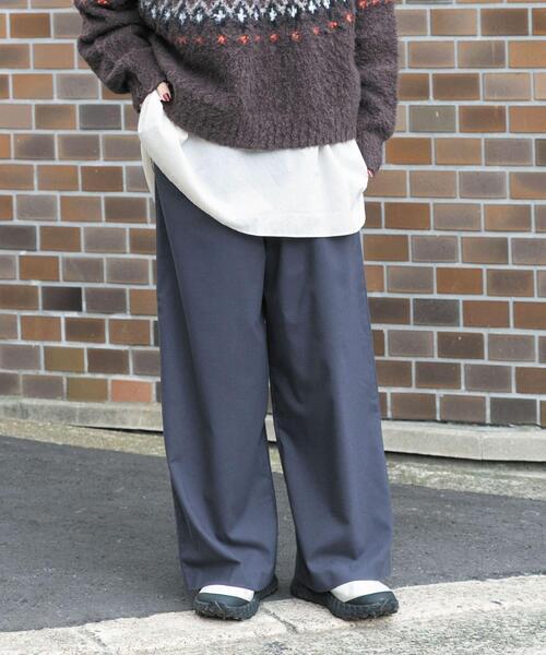 EKAL(エカル)の「ウールライクイージーワイドトラウザー(その他パンツ・レディース・チャコールグレー/ライトグレー・ONE)」の4枚目の写真