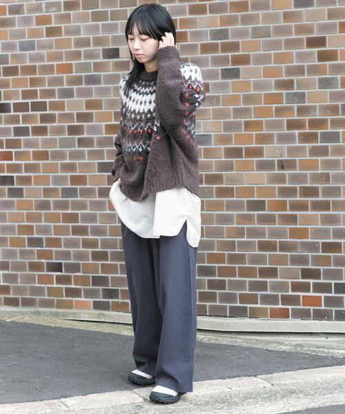 EKAL(エカル)の「ウールライクイージーワイドトラウザー(その他パンツ・レディース・チャコールグレー/ライトグレー・ONE)」の22枚目の写真