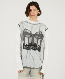 PRANK PROJECT | チュールビスチェプリントロンTEE / Tulle Bustier Print Long Tee(Tシャツ/カットソー)