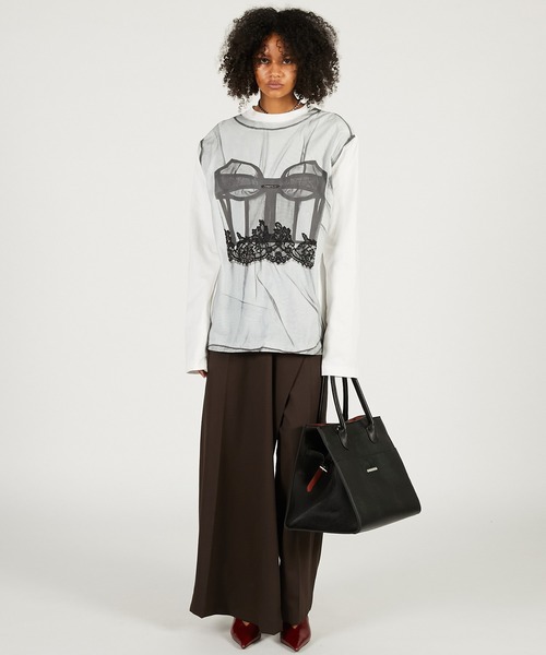 PRANK PROJECT（プランクプロジェクト）の「チュールビスチェプリントロンTEE / Tulle Bustier Print Long Tee（Tシャツ/カットソー・レディース・ホワイト・FREE）」の3枚目の写真