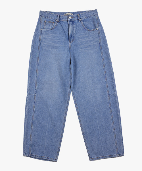 THESTORI（ザ・ストリ）の「カーブド切り替えデニムパンツ（ミディアムブルー）（デニムパンツ・メンズ・その他・1(M)/2(L)/3(XL)）」の2枚目の写真