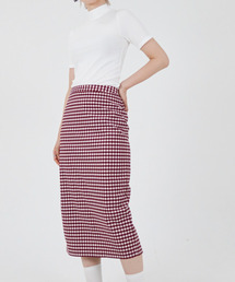 JUSTHANG（ジャストハング）の「Checked Long Skirt [Red]（スカート）」