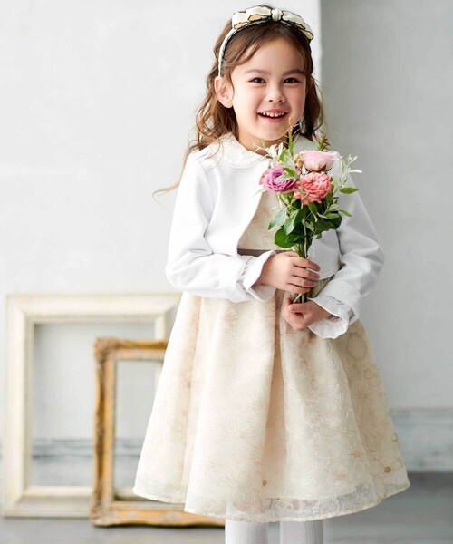 BeBe（ベベ）の「リップルポンチノーカラージャケット(110~130cm)（ノーカラージャケット・キッズ・ホワイト/ネイビー・130cm/120cm/110cm）」の7枚目の写真