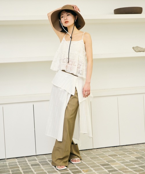 AIC.（エーアイシー）の「UVカットワイドブリムハット/UPF50+/接触冷感裏地/撥水加工コーティング/紐取り外し可能/サイズ調整可能（ハット・レディース・ブラック/モカ・FREE）」の15枚目の写真