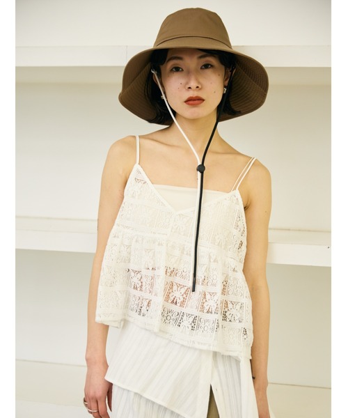 AIC.（エーアイシー）の「UVカットワイドブリムハット/UPF50+/接触冷感裏地/撥水加工コーティング/紐取り外し可能/サイズ調整可能（ハット・レディース・ブラック/モカ・FREE）」の8枚目の写真