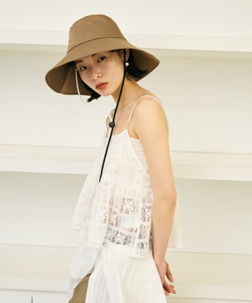 AIC.（エーアイシー）の「UVカットワイドブリムハット/UPF50+/接触冷感裏地/撥水加工コーティング/紐取り外し可能/サイズ調整可能（ハット・レディース・ブラック/モカ・FREE）」の10枚目の写真