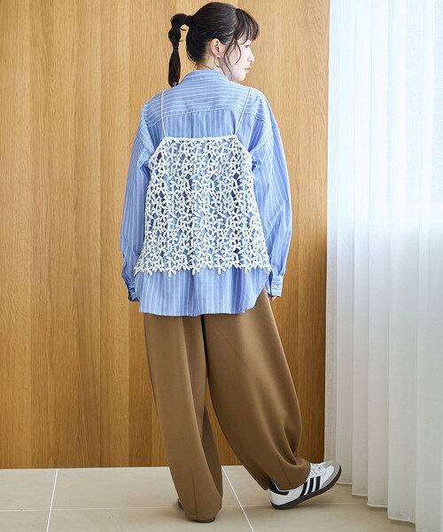 coen（コーエン）の「フラワーレースキャミソール（キャミソール・レディース・ブラック/オフホワイト・FREE）」の4枚目の写真