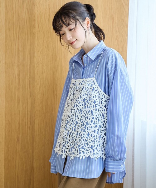 coen（コーエン）の「フラワーレースキャミソール（キャミソール・レディース・ブラック/オフホワイト・FREE）」の5枚目の写真