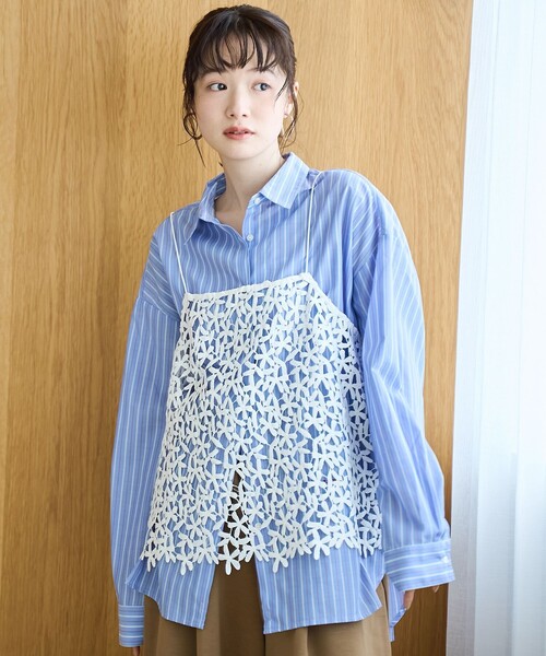 coen（コーエン）の「フラワーレースキャミソール（キャミソール・レディース・ブラック/オフホワイト・FREE）」の7枚目の写真