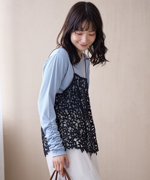 coen（コーエン）の「フラワーレースキャミソール（キャミソール・レディース・ブラック/オフホワイト・FREE）」の12枚目の写真