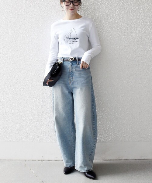 PETIT BATEAU（プチバトー）の「【SHIPS any別注】PETIT BATEAU: プリント ロン TEE（Tシャツ/カットソー・レディース・ホワイト/ネイビー・ONE SIZE）」の3枚目の写真