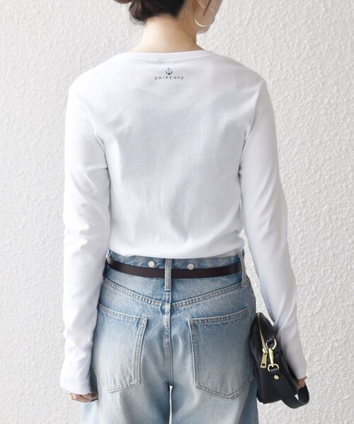 PETIT BATEAU（プチバトー）の「【SHIPS any別注】PETIT BATEAU: プリント ロン TEE（Tシャツ/カットソー・レディース・ホワイト/ネイビー・ONE SIZE）」の8枚目の写真