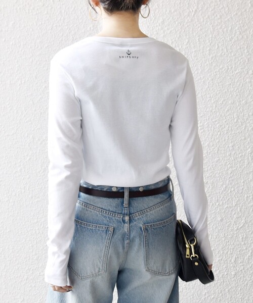 PETIT BATEAU（プチバトー）の「【SHIPS any別注】PETIT BATEAU: プリント ロン TEE（Tシャツ/カットソー・レディース・ホワイト/ネイビー・ONE SIZE）」の9枚目の写真
