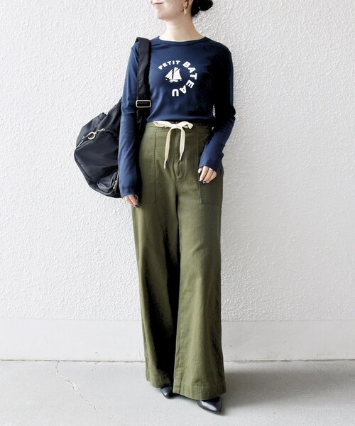 PETIT BATEAU（プチバトー）の「【SHIPS any別注】PETIT BATEAU: プリント ロン TEE（Tシャツ/カットソー・レディース・ホワイト/ネイビー・ONE SIZE）」の11枚目の写真