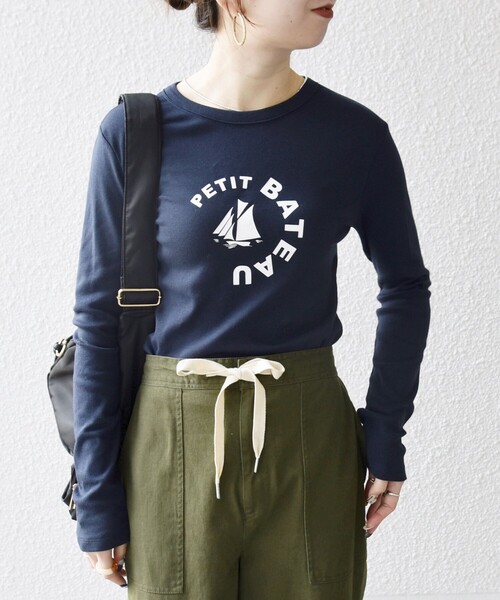 PETIT BATEAU（プチバトー）の「【SHIPS any別注】PETIT BATEAU: プリント ロン TEE（Tシャツ/カットソー・レディース・ホワイト/ネイビー・ONE SIZE）」の15枚目の写真
