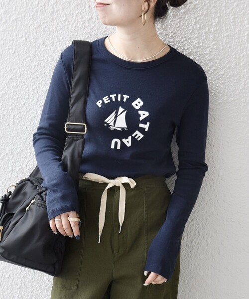 PETIT BATEAU（プチバトー）の「【SHIPS any別注】PETIT BATEAU: プリント ロン TEE（Tシャツ/カットソー・レディース・ホワイト/ネイビー・ONE SIZE）」の19枚目の写真