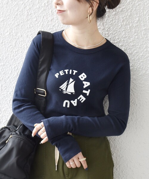 PETIT BATEAU（プチバトー）の「【SHIPS any別注】PETIT BATEAU: プリント ロン TEE（Tシャツ/カットソー・レディース・ホワイト/ネイビー・ONE SIZE）」の20枚目の写真