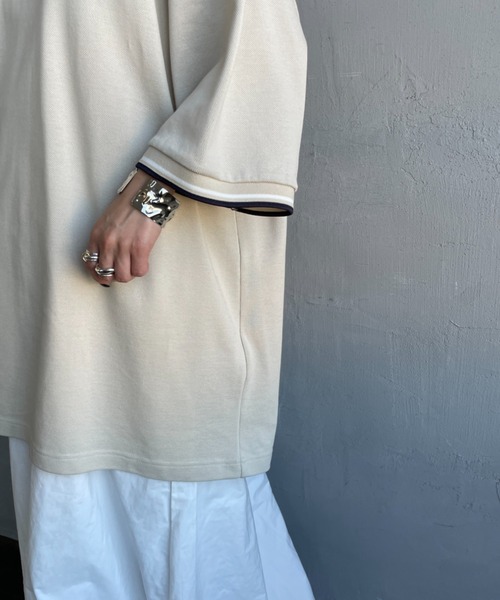 FRED PERRY（フレッドペリー）の「[FRED PERRY/フレッドペリー] 別注 ツインティップライン ワイドシルエット 鹿の子Tシャツ（Tシャツ/カットソー・レディース・ネイビー/オートミール/ブラック/ホワイト・L/M/S）」の18枚目の写真