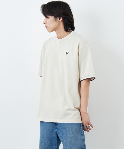 FRED PERRY（フレッドペリー）の「[FRED PERRY/フレッドペリー] 別注 ツインティップライン ワイドシルエット 鹿の子Tシャツ（Tシャツ/カットソー・レディース・ネイビー/オートミール/ブラック/ホワイト・L/M/S）」の20枚目の写真