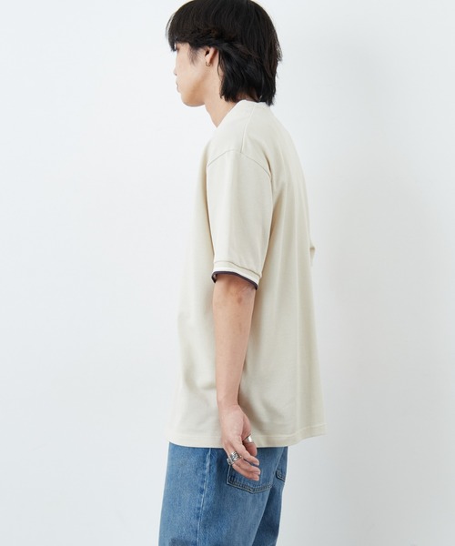 FRED PERRY（フレッドペリー）の「[FRED PERRY/フレッドペリー] 別注 ツインティップライン ワイドシルエット 鹿の子Tシャツ（Tシャツ/カットソー・レディース・ネイビー/オートミール/ブラック/ホワイト・L/M/S）」の21枚目の写真