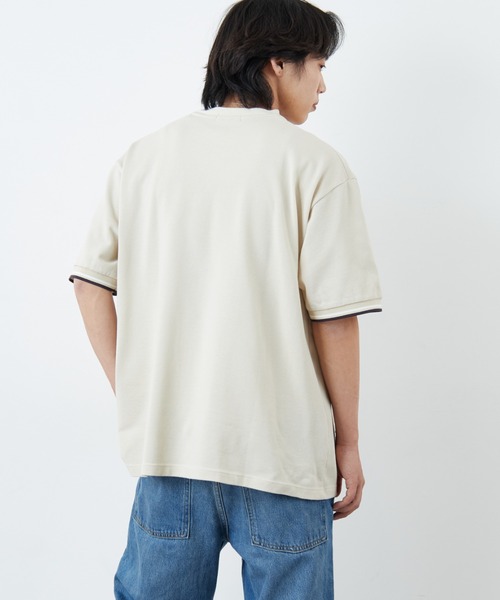 FRED PERRY（フレッドペリー）の「[FRED PERRY/フレッドペリー] 別注 ツインティップライン ワイドシルエット 鹿の子Tシャツ（Tシャツ/カットソー・レディース・ネイビー/オートミール/ブラック/ホワイト・L/M/S）」の22枚目の写真
