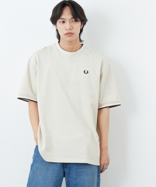 FRED PERRY（フレッドペリー）の「[FRED PERRY/フレッドペリー] 別注 ツインティップライン ワイドシルエット 鹿の子Tシャツ（Tシャツ/カットソー・レディース・ネイビー/オートミール/ブラック/ホワイト・L/M/S）」の19枚目の写真