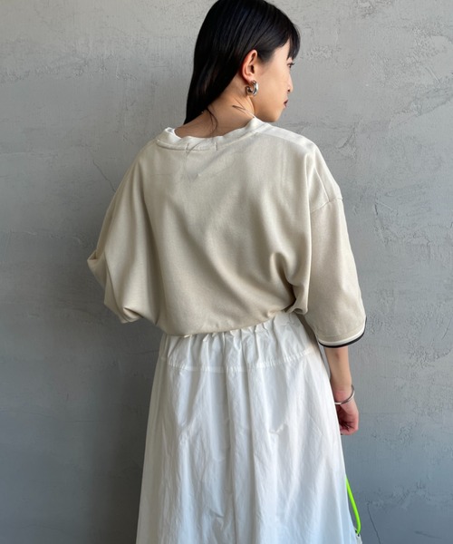 FRED PERRY（フレッドペリー）の「[FRED PERRY/フレッドペリー] 別注 ツインティップライン ワイドシルエット 鹿の子Tシャツ（Tシャツ/カットソー・レディース・ネイビー/オートミール/ブラック/ホワイト・L/M/S）」の11枚目の写真
