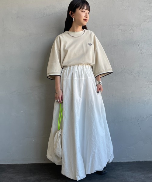FRED PERRY（フレッドペリー）の「[FRED PERRY/フレッドペリー] 別注 ツインティップライン ワイドシルエット 鹿の子Tシャツ（Tシャツ/カットソー・レディース・ネイビー/オートミール/ブラック/ホワイト・L/M/S）」の12枚目の写真