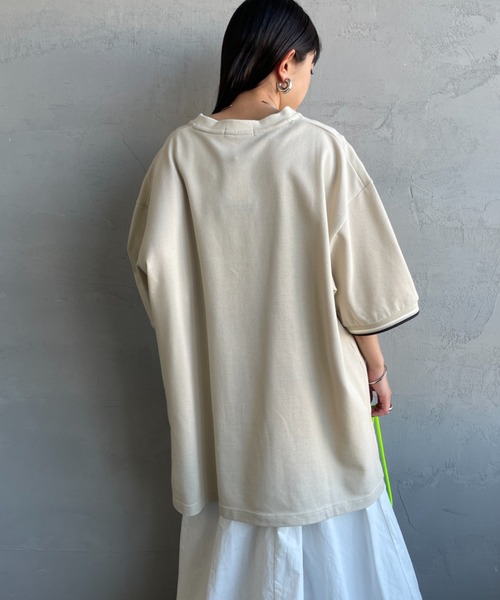 FRED PERRY（フレッドペリー）の「[FRED PERRY/フレッドペリー] 別注 ツインティップライン ワイドシルエット 鹿の子Tシャツ（Tシャツ/カットソー・レディース・ネイビー/オートミール/ブラック/ホワイト・L/M/S）」の16枚目の写真