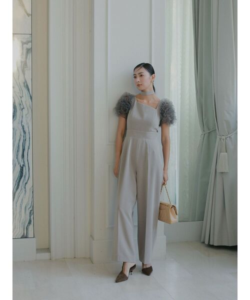 LAGUNAMOON（ラグナムーン）の「【ソンイさんコラボ】LADYチュールショルダーパンツドレス 結婚式 お呼ばれ（ドレス・レディース・ライトグレー/ブラック・MEDIUM/SMALL）」の5枚目の写真