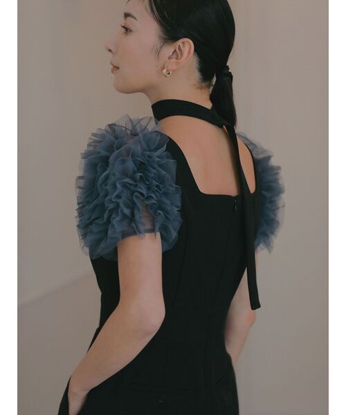 LAGUNAMOON（ラグナムーン）の「【ソンイさんコラボ】LADYチュールショルダーパンツドレス 結婚式 お呼ばれ（ドレス・レディース・ライトグレー/ブラック・MEDIUM/SMALL）」の10枚目の写真