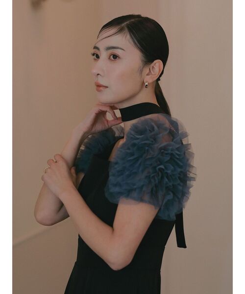 LAGUNAMOON（ラグナムーン）の「【ソンイさんコラボ】LADYチュールショルダーパンツドレス 結婚式 お呼ばれ（ドレス・レディース・ライトグレー/ブラック・MEDIUM/SMALL）」の12枚目の写真