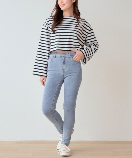 .WORKS(ドットワークス)の「スーパーストレッチデニム スキニーパンツ 股下 70㎝(デニムパンツ・レディース・ブルー系/ダークグレー/ブルー・67/64/61)」の11枚目の写真