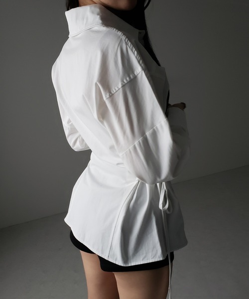 me+em select（ミームセレクト）の「【 ３color 】レースアップサイドリボンスリムラインシャツ ／ lace up side ribbon slim line shirt（シャツ/ブラウス・レディース・ライトブルー/ブラック/ホワイト・FREE）」の12枚目の写真