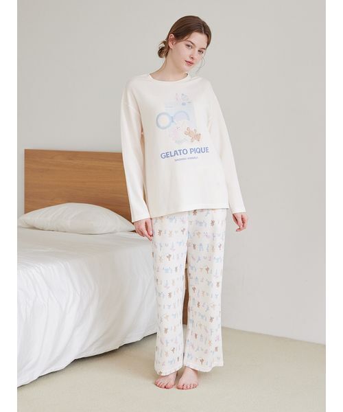 ウォッシングアニマル柄ロングパンツ（ルームウェア/パジャマ