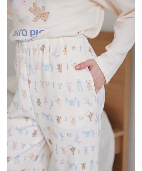 ウォッシングアニマル柄ロングパンツ（ルームウェア/パジャマ